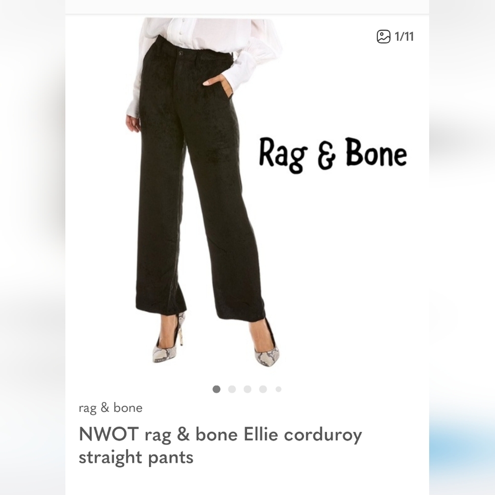 Rag & Bone Black SOFT Corduroy Straight Pants